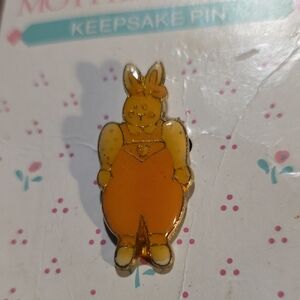 Vintage Gibson Greetings Enamel Orange Bunny Keepsake Pin